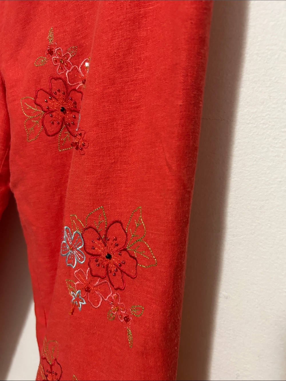 Red Embroidered Capris - Picture 6 of 15